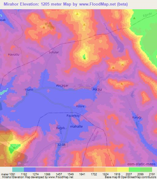 Mirahor,Turkey Elevation Map