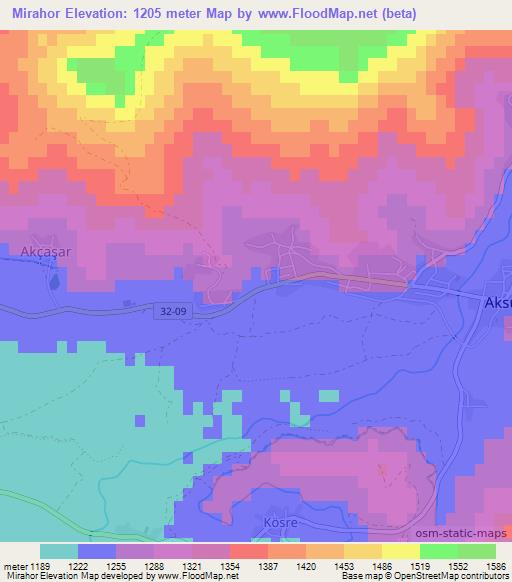 Mirahor,Turkey Elevation Map