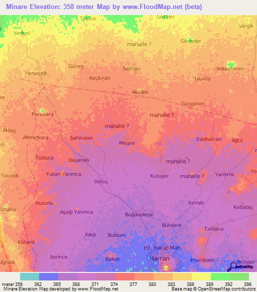 Minare,Turkey Elevation Map