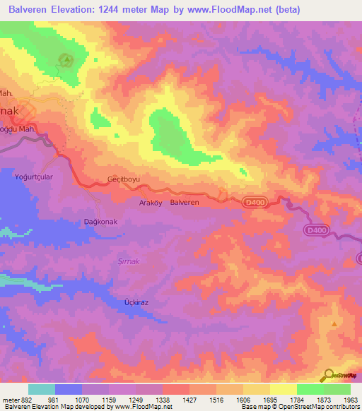 Balveren,Turkey Elevation Map