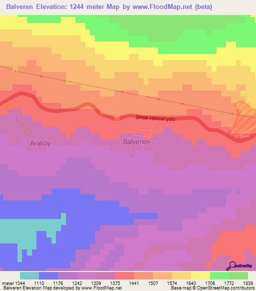 Balveren,Turkey Elevation Map