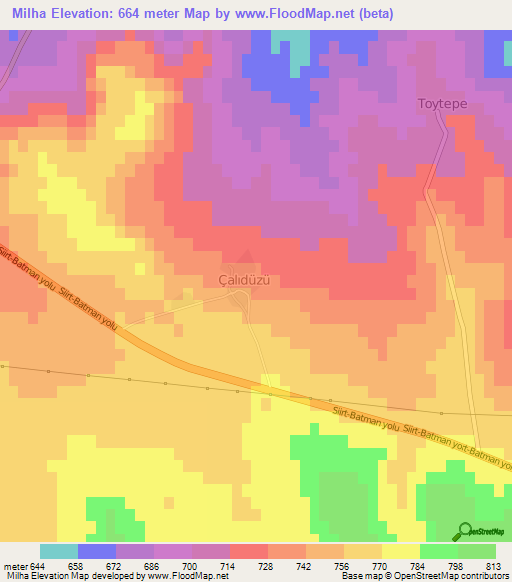 Milha,Turkey Elevation Map