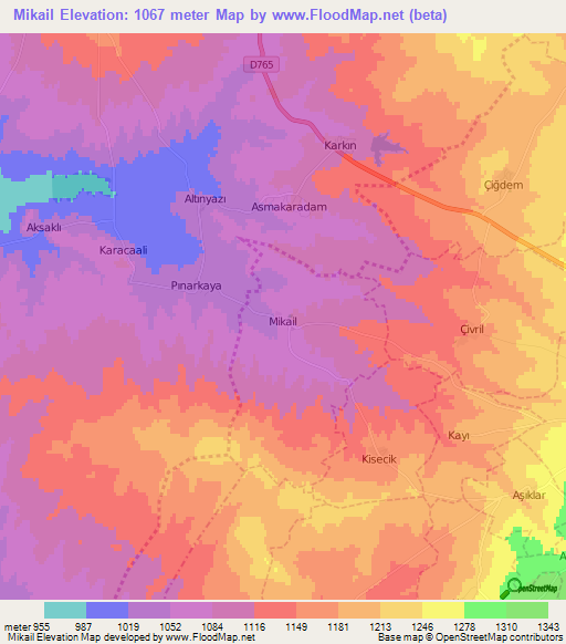 Mikail,Turkey Elevation Map