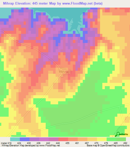 Mihrap,Turkey Elevation Map