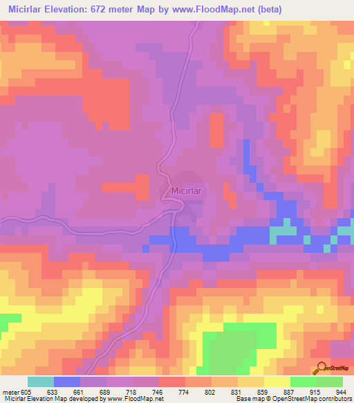 Micirlar,Turkey Elevation Map