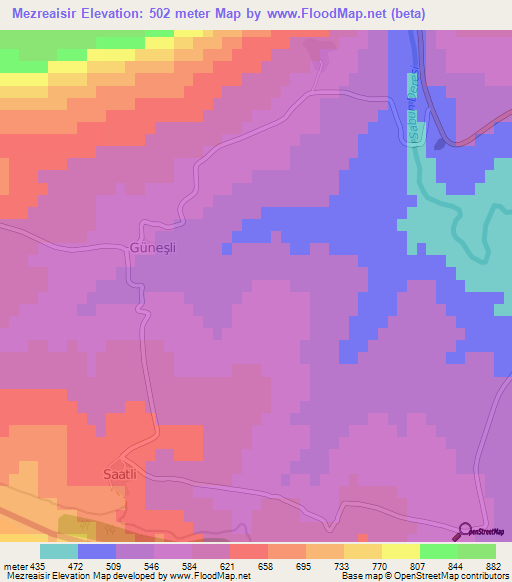 Mezreaisir,Turkey Elevation Map