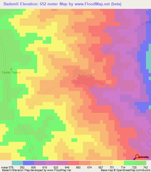 Bademli,Turkey Elevation Map