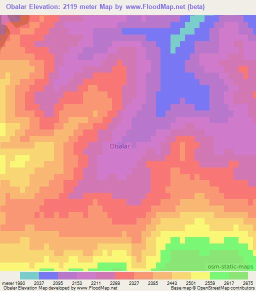 Obalar,Turkey Elevation Map