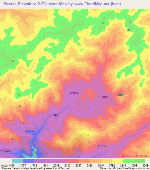 Mezrea,Turkey Elevation Map