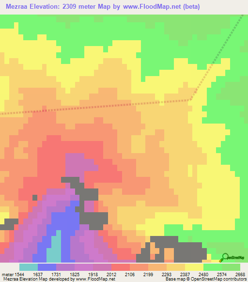 Mezraa,Turkey Elevation Map