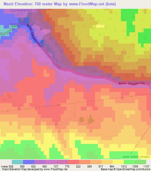 Mezit,Turkey Elevation Map