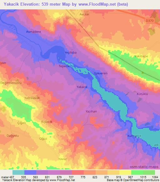 Yakacik,Turkey Elevation Map