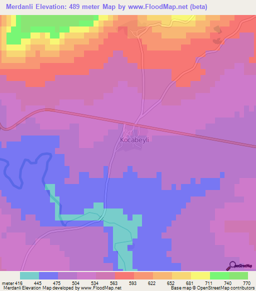 Merdanli,Turkey Elevation Map