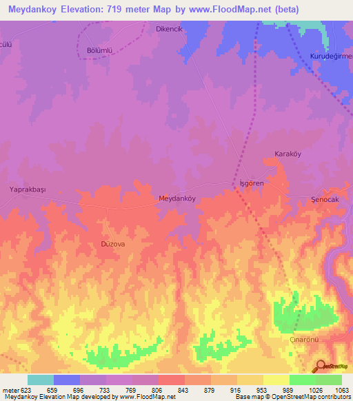 Meydankoy,Turkey Elevation Map