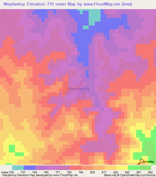 Meydankoy,Turkey Elevation Map