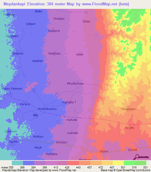 Meydankapi,Turkey Elevation Map