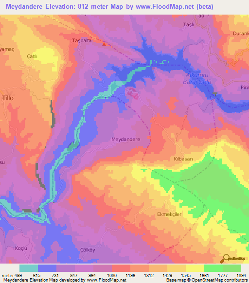 Meydandere,Turkey Elevation Map