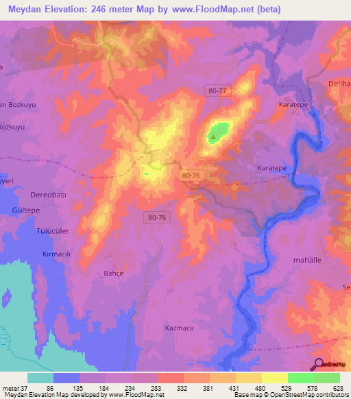 Meydan,Turkey Elevation Map