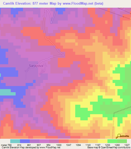 Camlik,Turkey Elevation Map