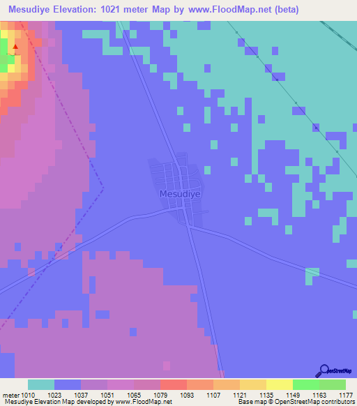 Mesudiye,Turkey Elevation Map