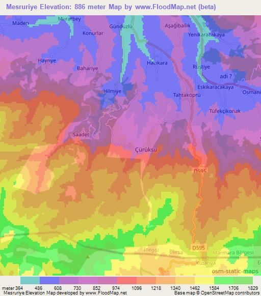 Mesruriye,Turkey Elevation Map