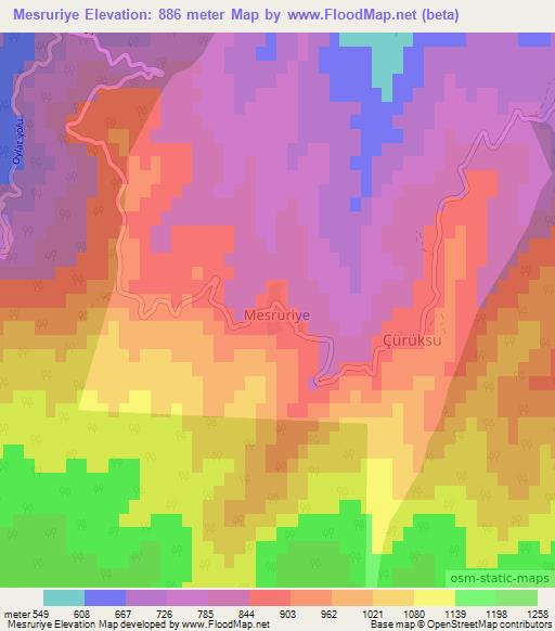 Mesruriye,Turkey Elevation Map