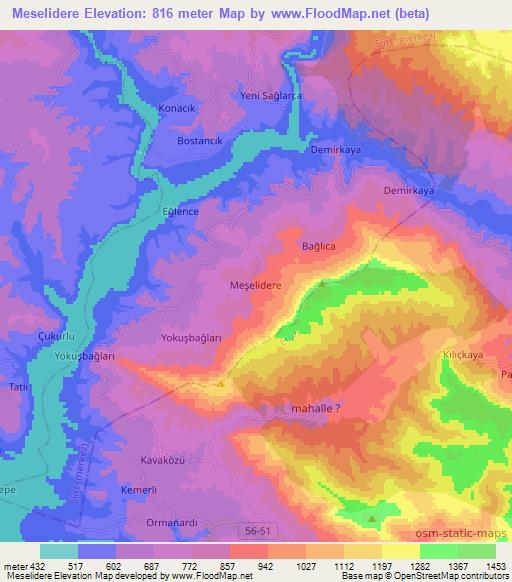 Meselidere,Turkey Elevation Map