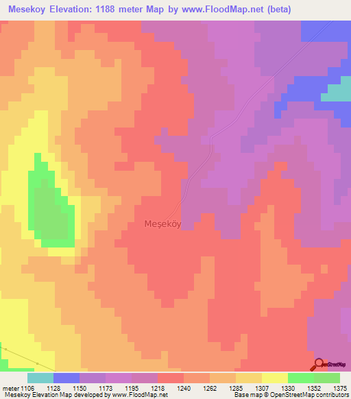 Mesekoy,Turkey Elevation Map