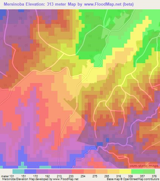 Mersinoba,Turkey Elevation Map