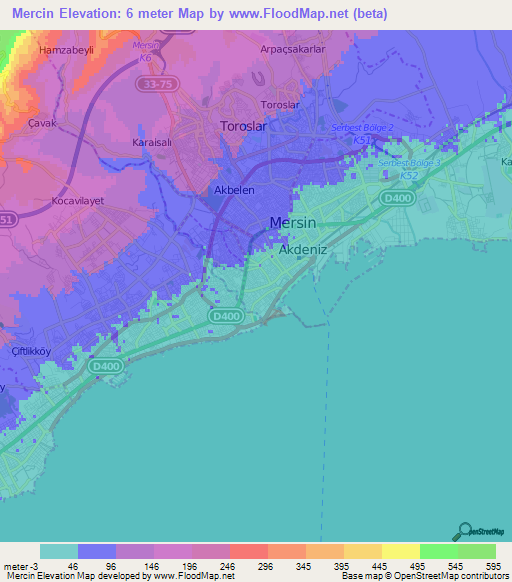 Mercin,Turkey Elevation Map