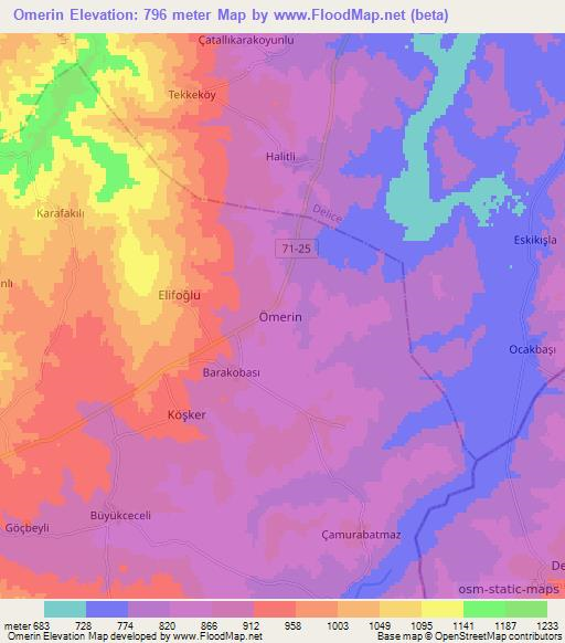 Omerin,Turkey Elevation Map