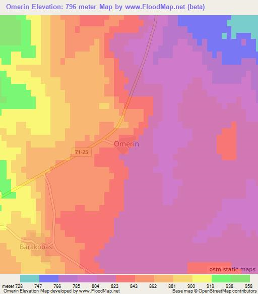 Omerin,Turkey Elevation Map