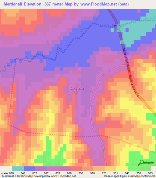 Merdanali,Turkey Elevation Map