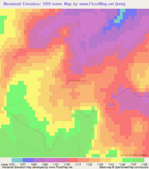 Merdanali,Turkey Elevation Map