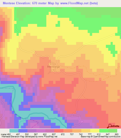 Mentese,Turkey Elevation Map