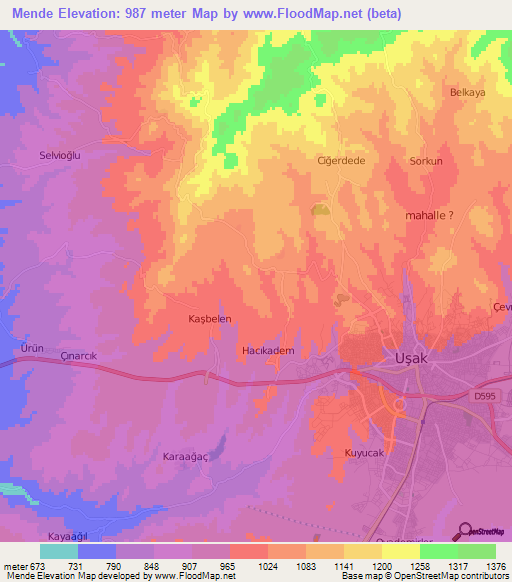 Mende,Turkey Elevation Map