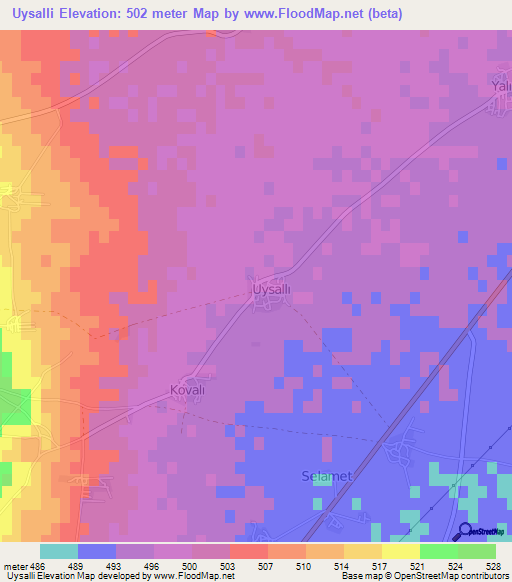 Uysalli,Turkey Elevation Map