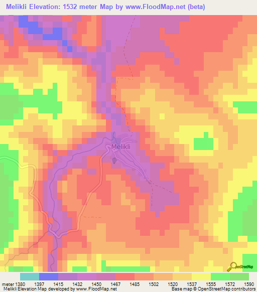 Melikli,Turkey Elevation Map