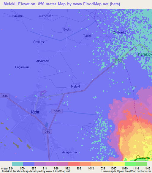 Melekli,Turkey Elevation Map