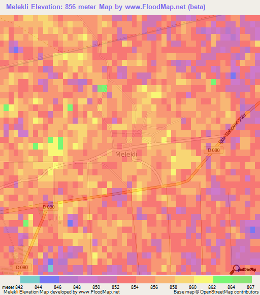 Melekli,Turkey Elevation Map