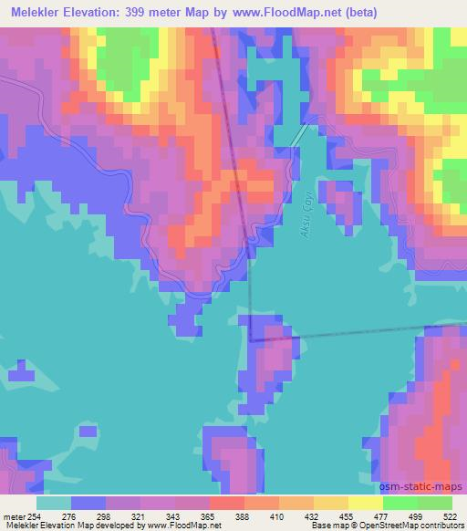 Melekler,Turkey Elevation Map