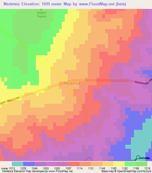 Medetsiz,Turkey Elevation Map