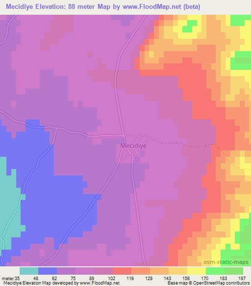 Mecidiye,Turkey Elevation Map