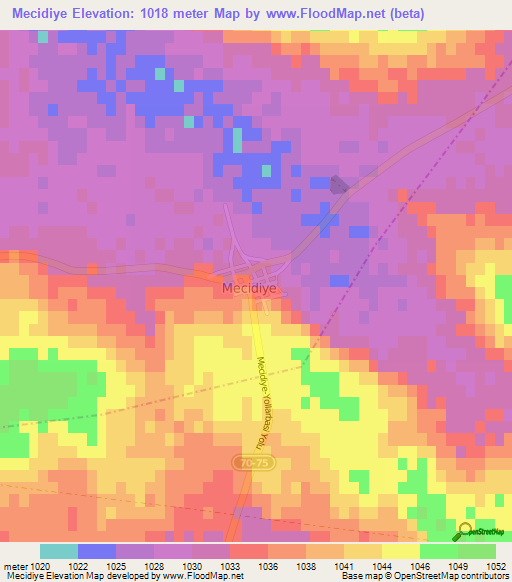 Mecidiye,Turkey Elevation Map