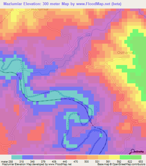 Mazlumlar,Turkey Elevation Map