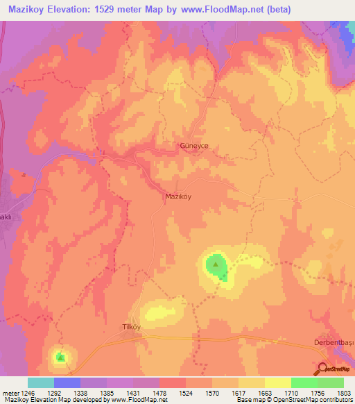 Mazikoy,Turkey Elevation Map