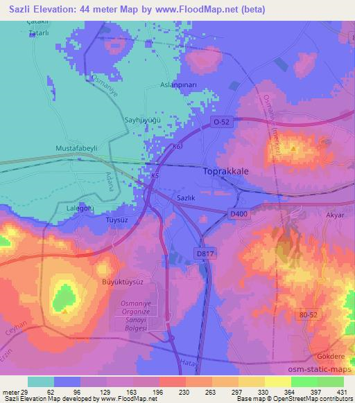 Sazli,Turkey Elevation Map