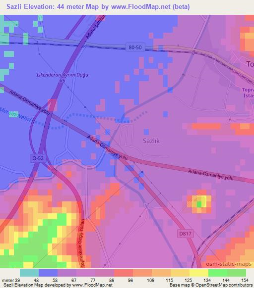 Sazli,Turkey Elevation Map