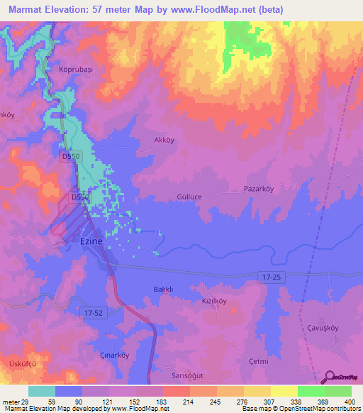 Marmat,Turkey Elevation Map