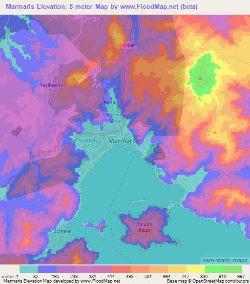 Marmaris,Turkey Elevation Map